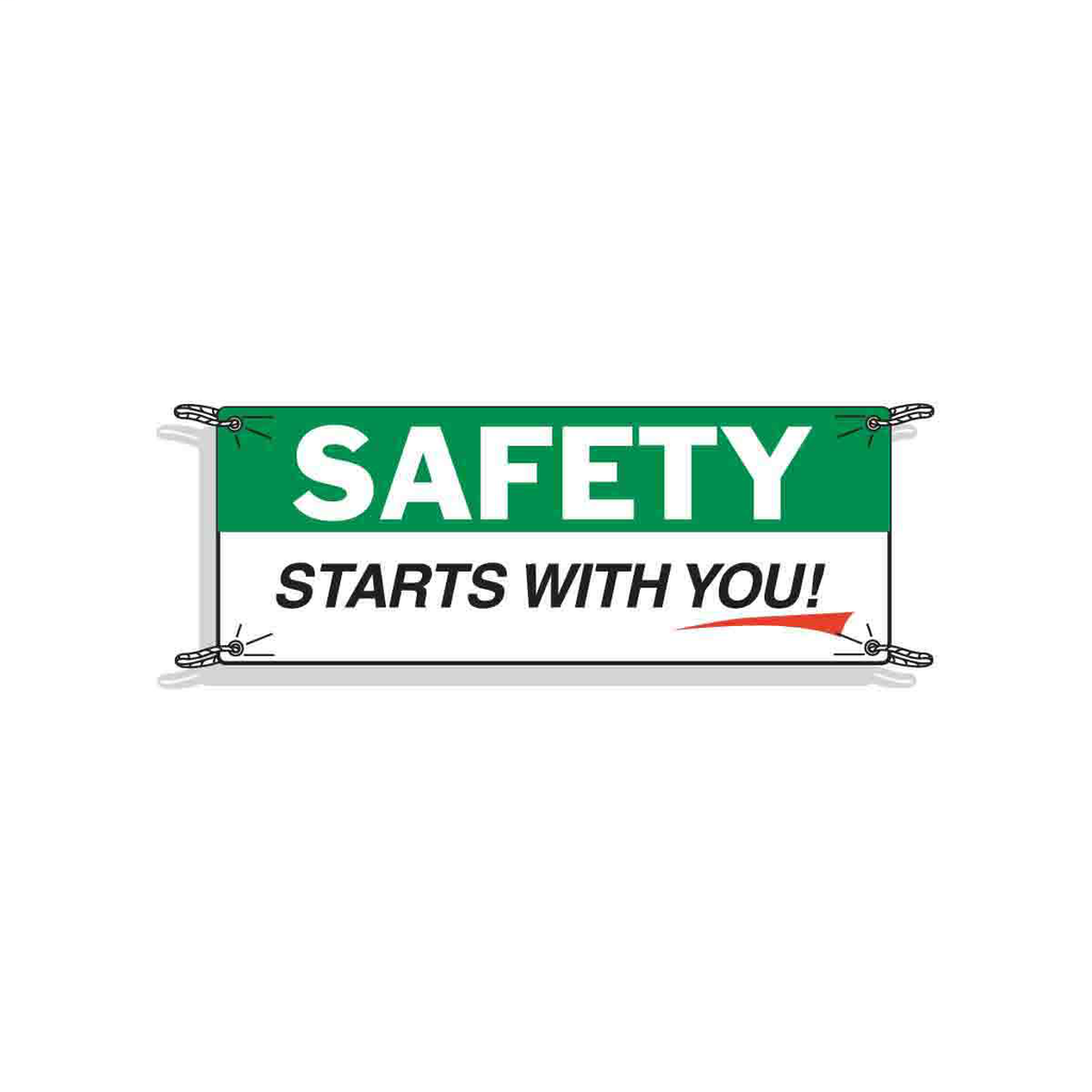 Product image for Brady 50907 SAFETY Starts With You! Sign, 4' H x 10' W x 0.055" D, Polyethylene
