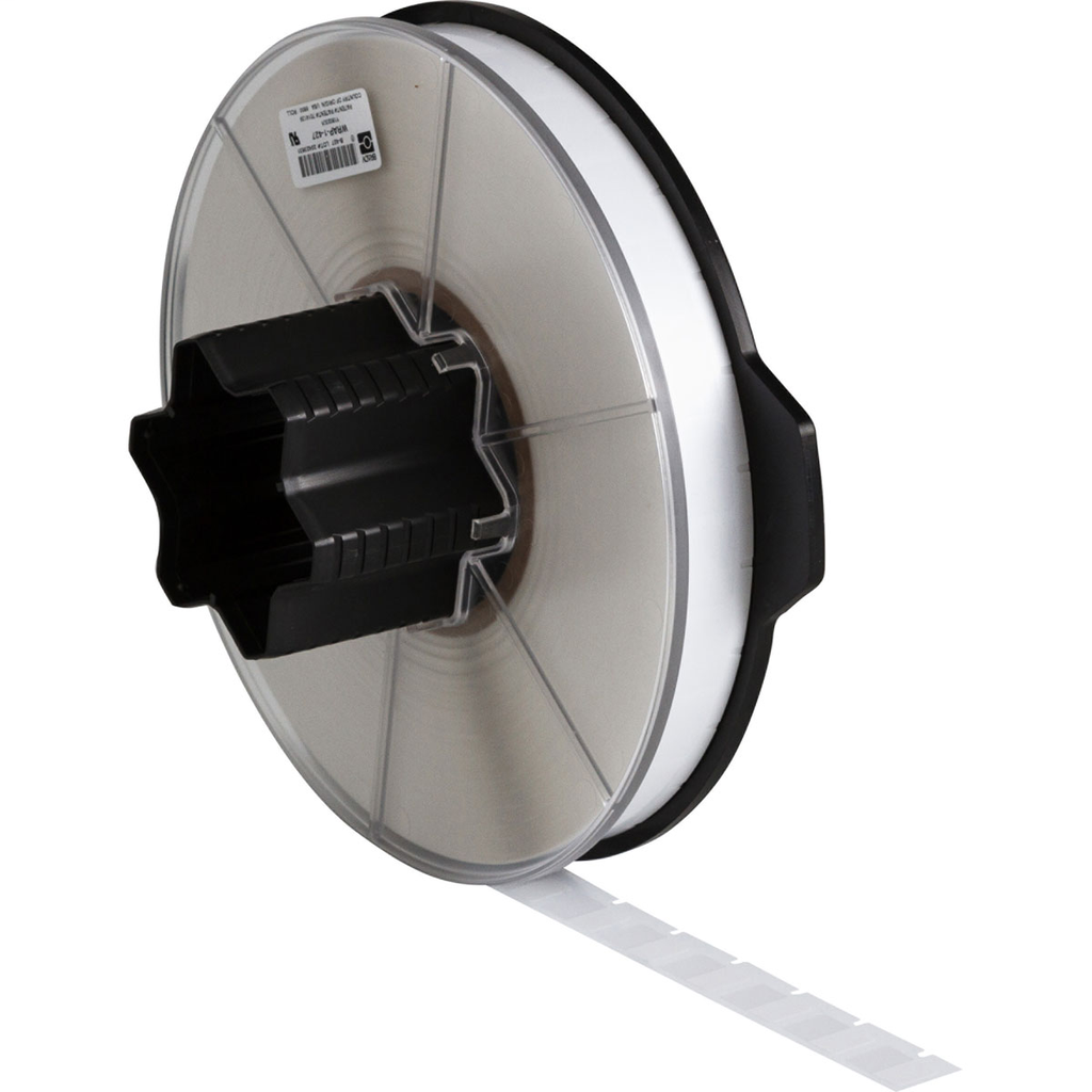 Product image for Brady WRAP-1-427 WRAPTOR Series Self-Laminating Vinyl Wire and Cable Labels, 0.75" H x 0.5" W, Clear/White, Roll of 6800 Labels,