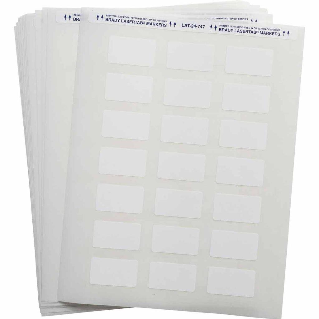 Product image for Brady LAT-24-747-1 LaserTab Polyester Lbls 1 in H x 1.75 in W White 48/PK