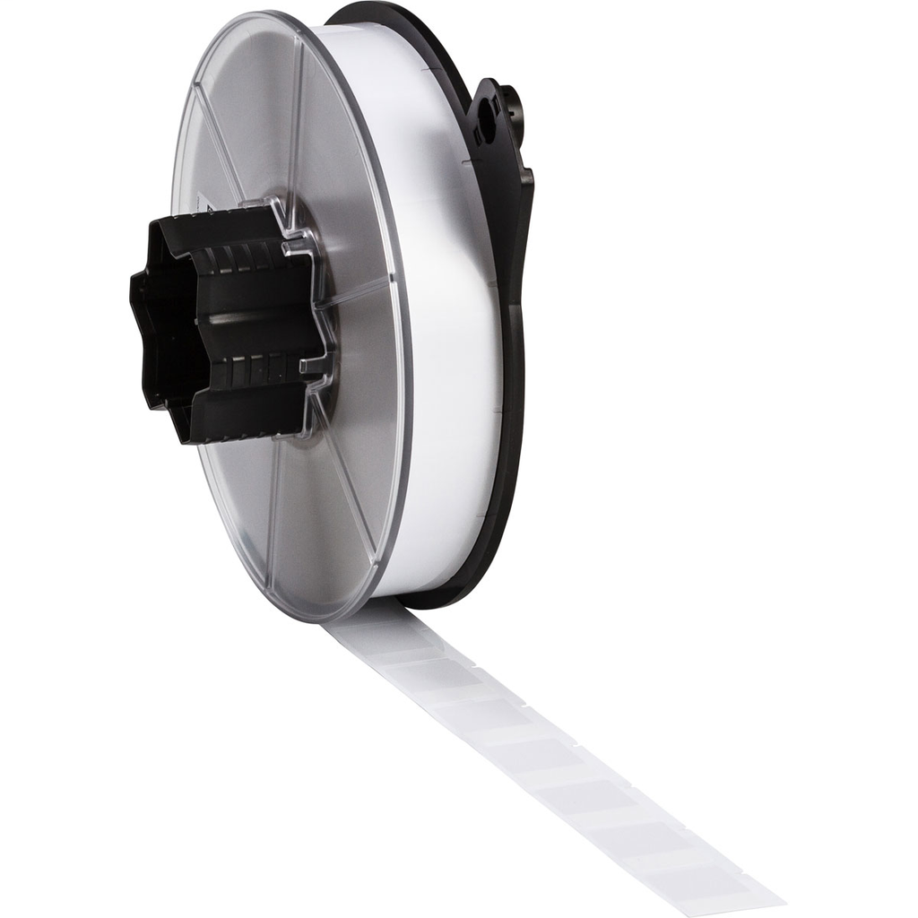 Product image for Brady WRAP-4-427 WRAPTOR Series Self-Laminating Vinyl Wire and Cable Labels, 1.5" H x 1" W, Clear/White, Roll of 3600 Labels,
