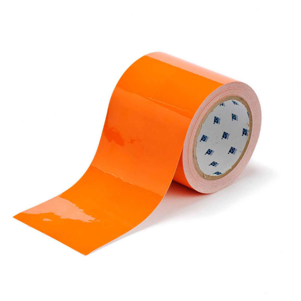Product image for Brady 104346 ToughStripe® Floor Marking Tape Roll - Polyester, Solid Color, Orange, 3" x 100'