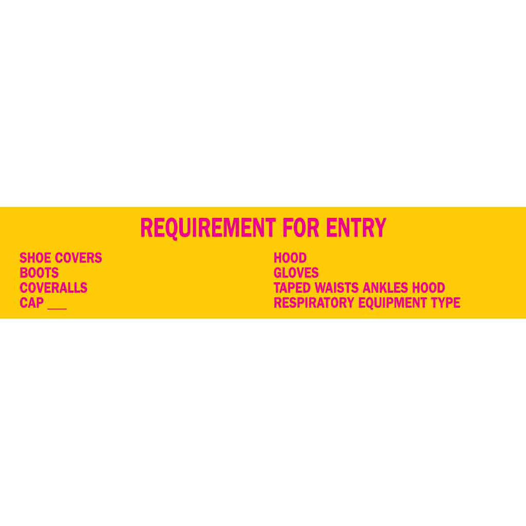 Product image for Brady 93638 Requirement For Entry Sign, 1.6875" H x 8" W, Plastic