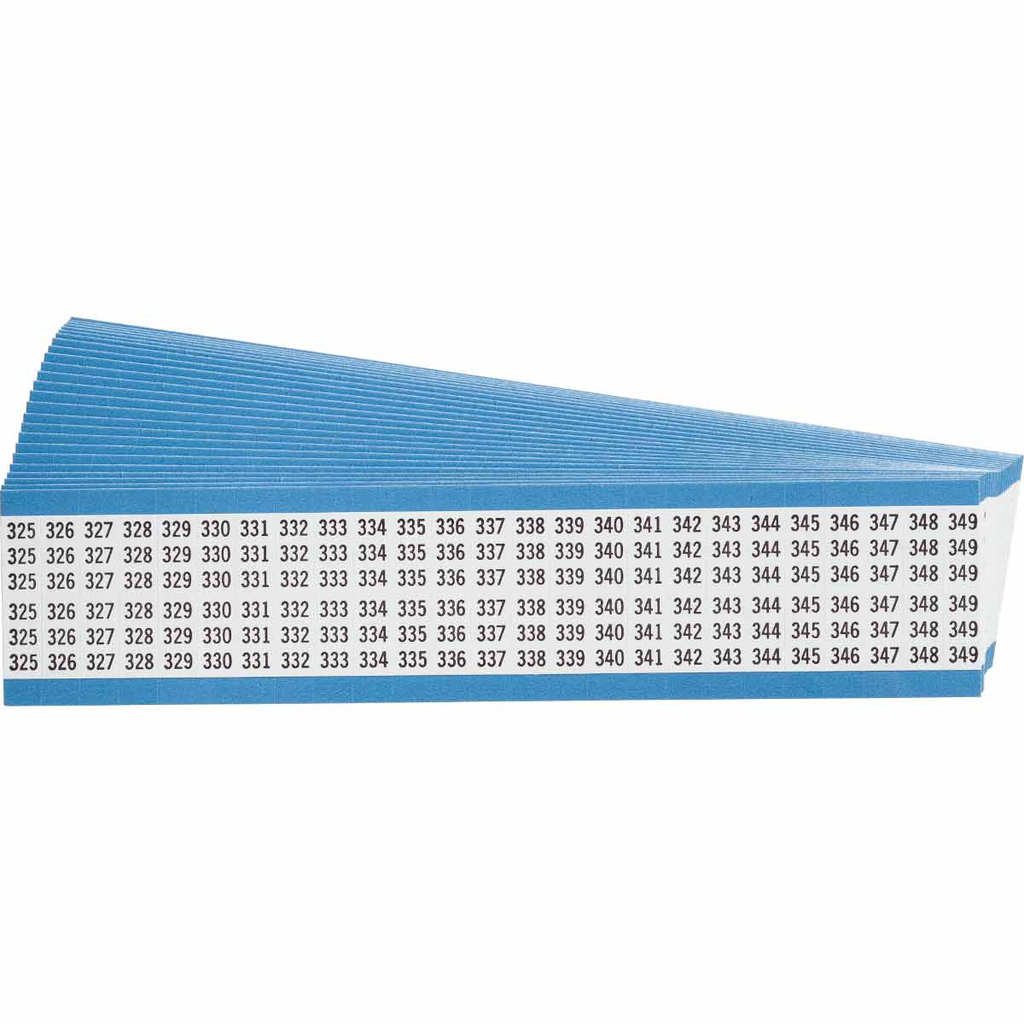 Product image for Brady WM-325-349-PK Wire Marker Card - Repositionable Vinyl Cloth, Legend 325 to 349