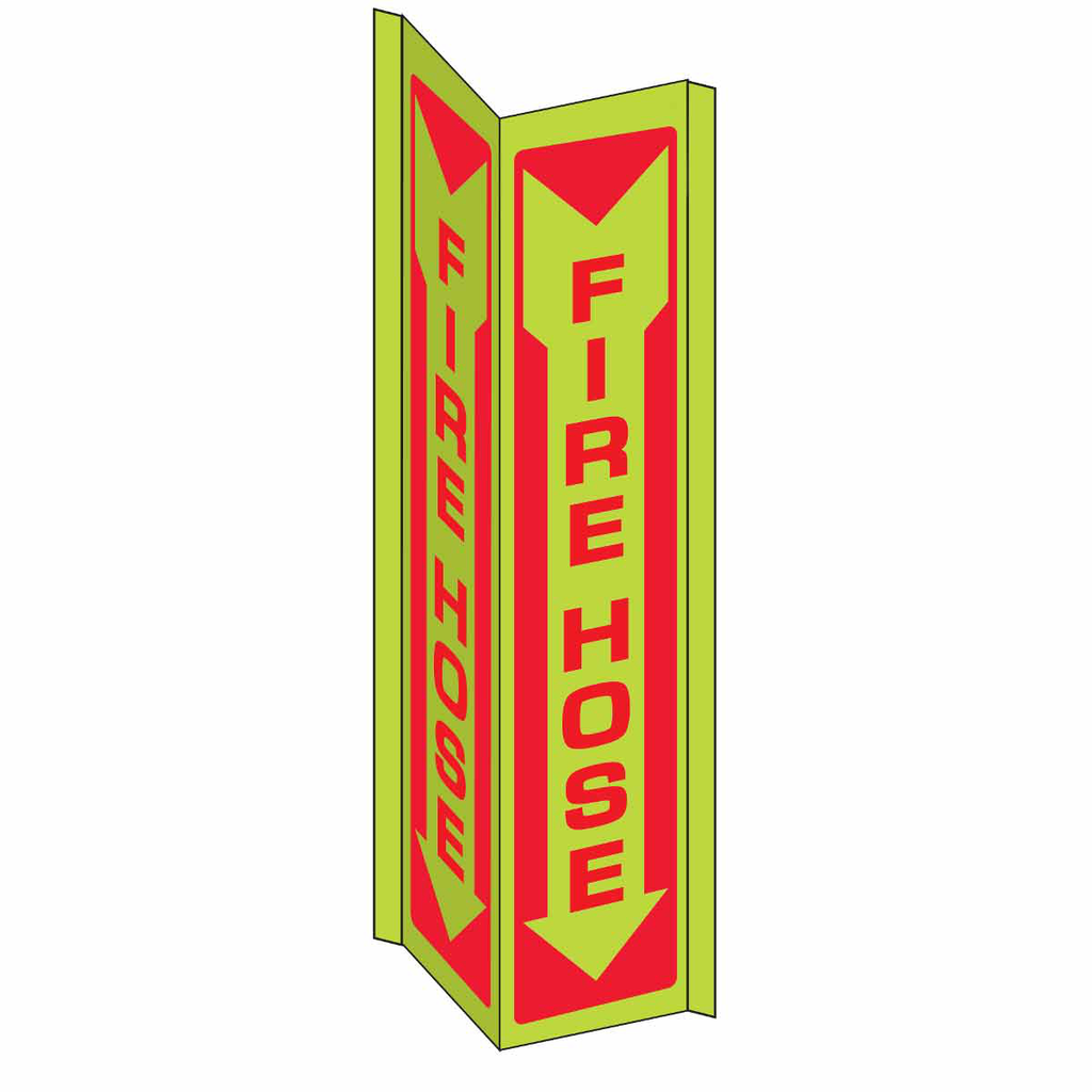 Product image for Brady 50784 BradyGlo Fire Hose Sign, 18" H x 7.5" W x 0.063" D, Red on Glow, Polystyrene