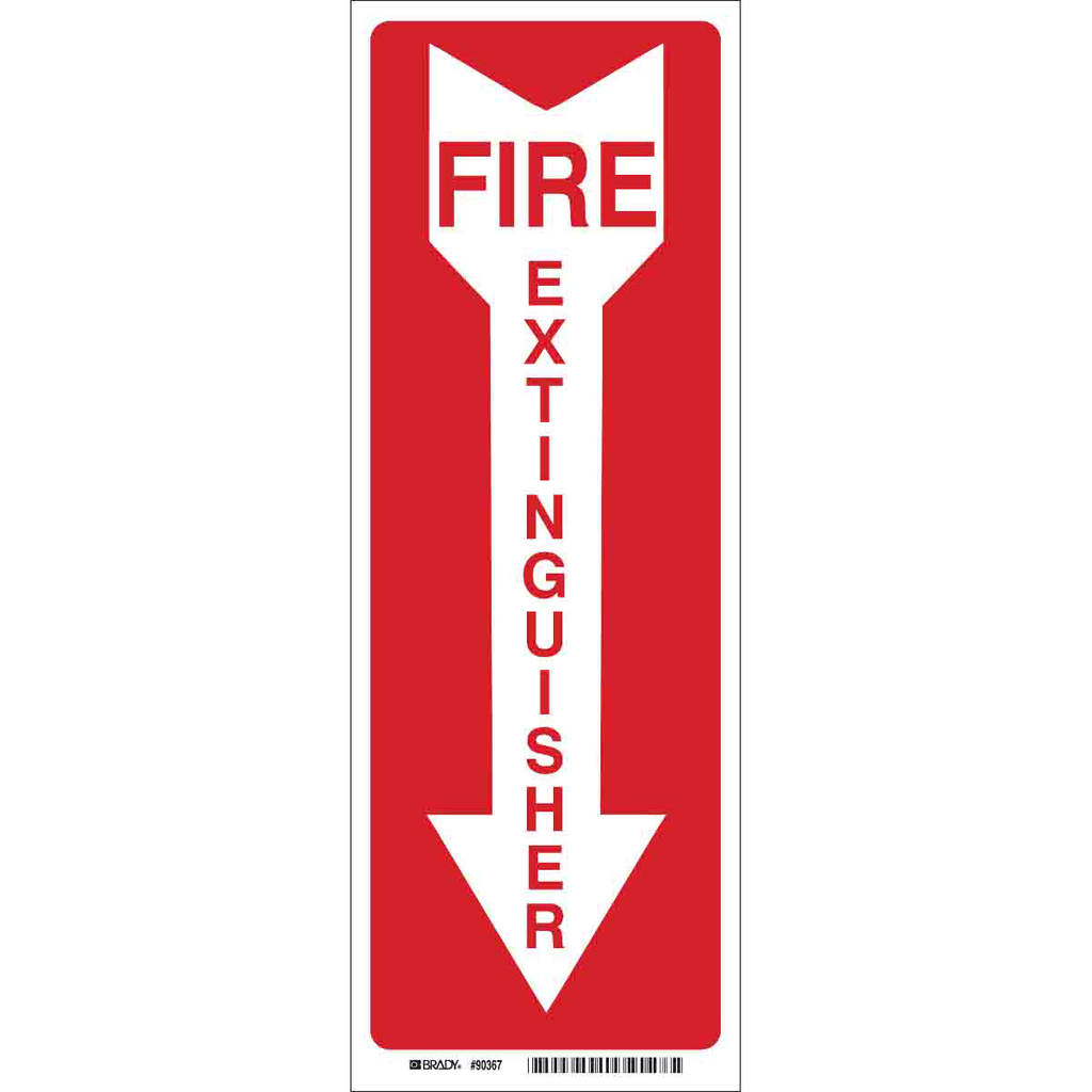 Product image for Brady 47039 Fire Extinguisher Sign, 14" H x 3.5" W x 0.1" D, White on Red, Fiberglass