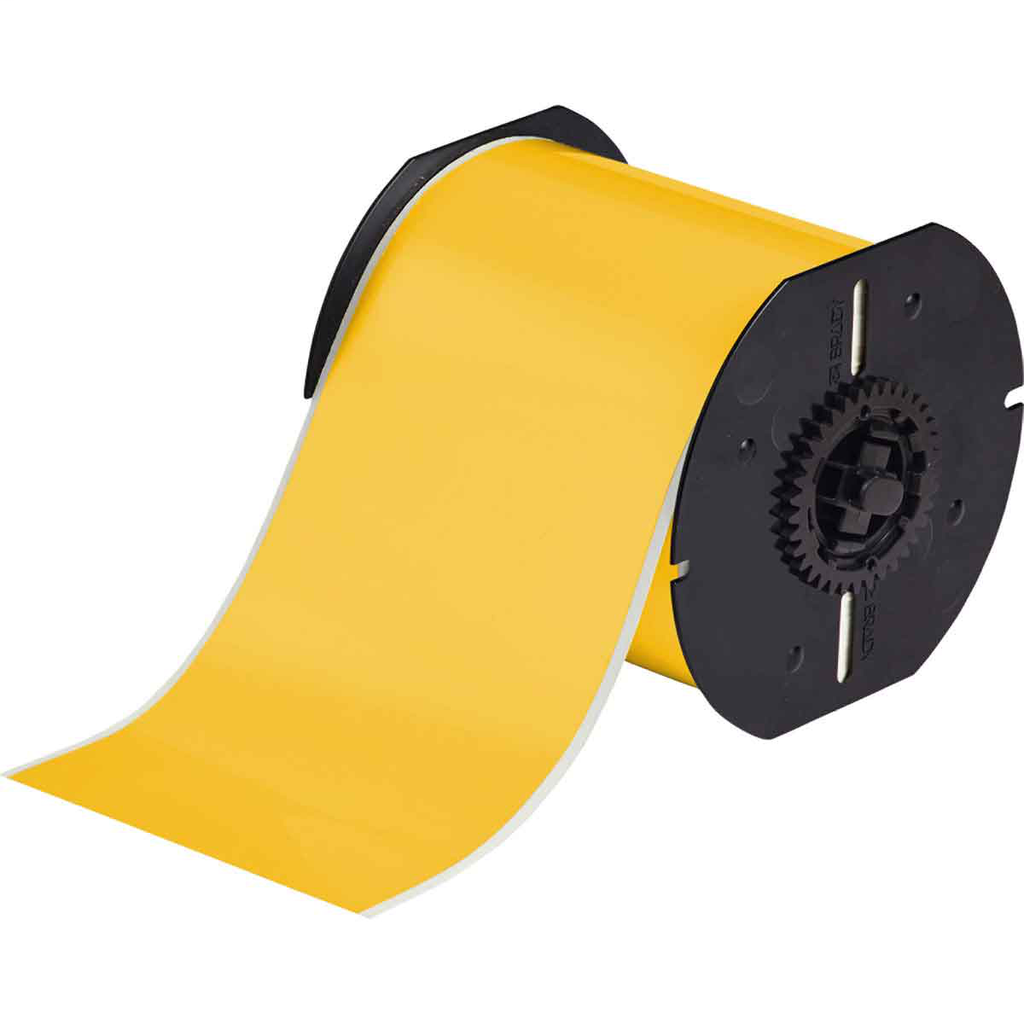 Brady B30C-4000-595-YL 4 Inch x 100 Foot Indoor/Outdoor Vinyl Yellow Label Brady B30C-4000-595-YL 4 Inch x 100 Foot Indoor/Outdoor Vinyl Yellow Label