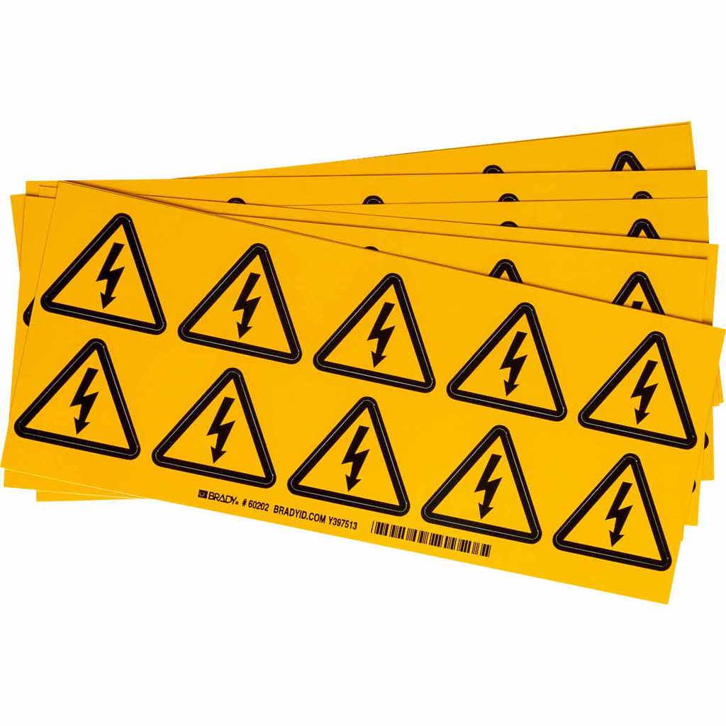 Product image for Brady 60202 NFPA Label: Vinyl, Black on Yellow, 2" H x 2" W