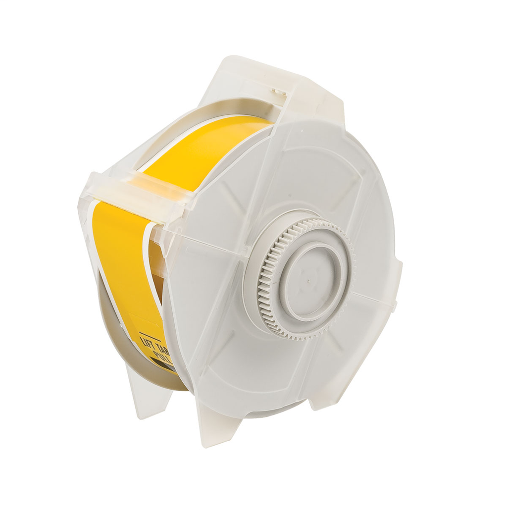 Product image for Brady 113117 GlobalMark Series Indoor-Outdoor Vinyl Labels, 1.125" W x 100' L, Yellow