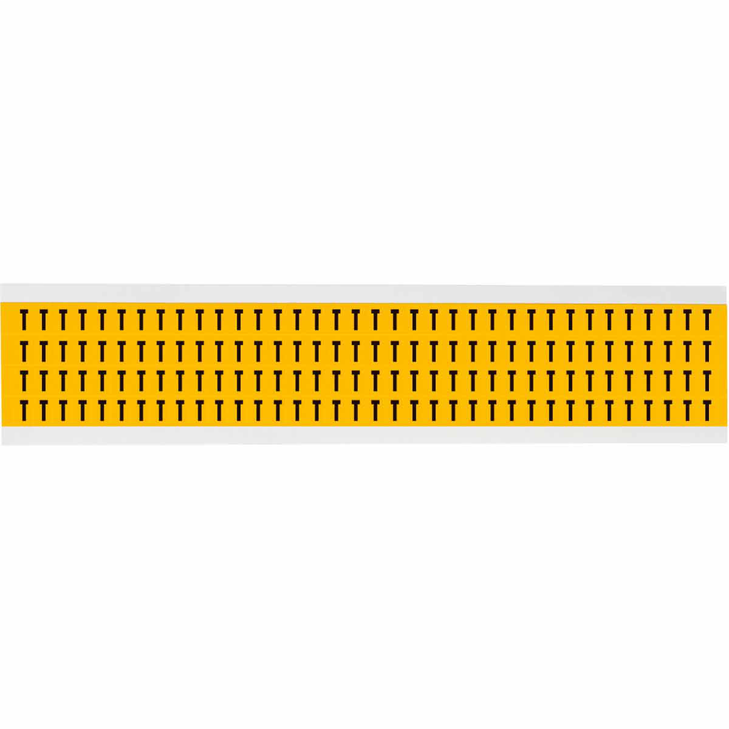 Product image for Brady 1500-T 15 Series Pressure Sensitive Vinyl Letter Labels - 0.25" H, Black on Yellow, T