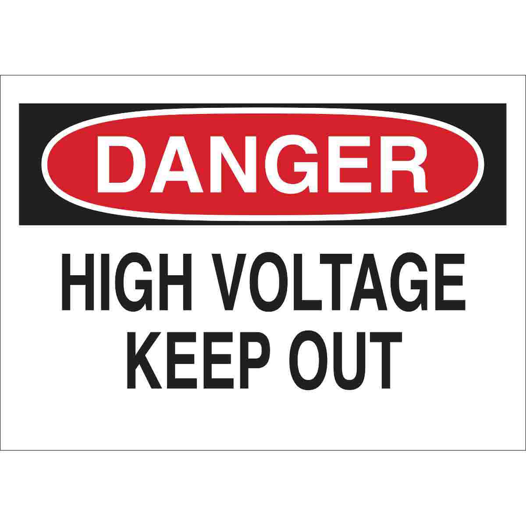 Product image for Brady 89174 DANGER High Voltage Keep Out Sign, 2.25" H x 4.5" W x 0.006" D, Polyester