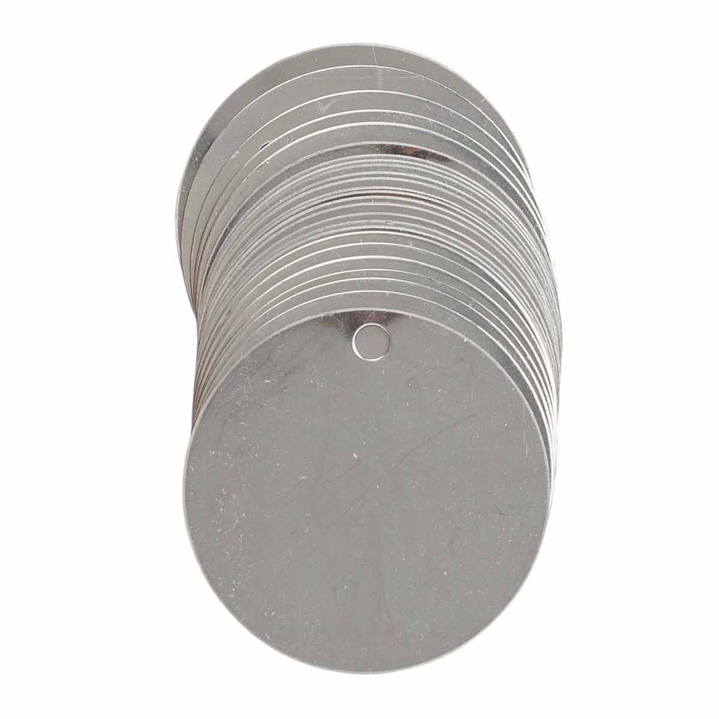 Product image for Brady 44402 Blank Valve Tags, 2" Dia, Steel, Silver