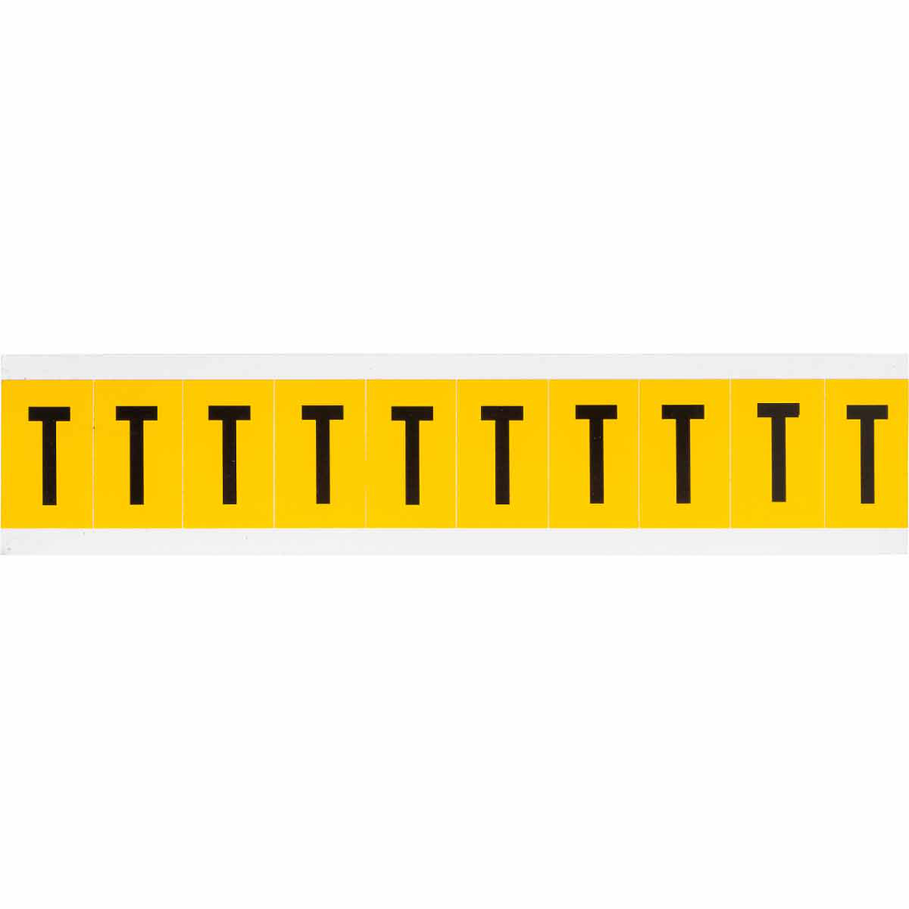 Product image for Brady 1530-T 15 Series Pressure Sensitive Vinyl Letter Labels - 1" H, Black on Yellow, T