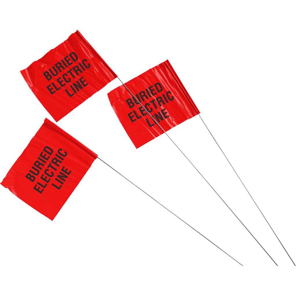 Product image for Brady 98168 Marking Flags, Steel;Plastic, Black on Red, 4" x 5"