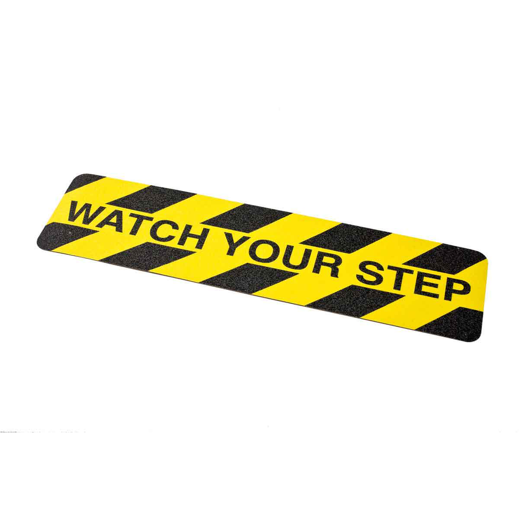 Product image for Brady 78163 Anti-Slip Hazard Cleats - Watch Your Step, Plastic, Black on Yellow, 6" x 24"
