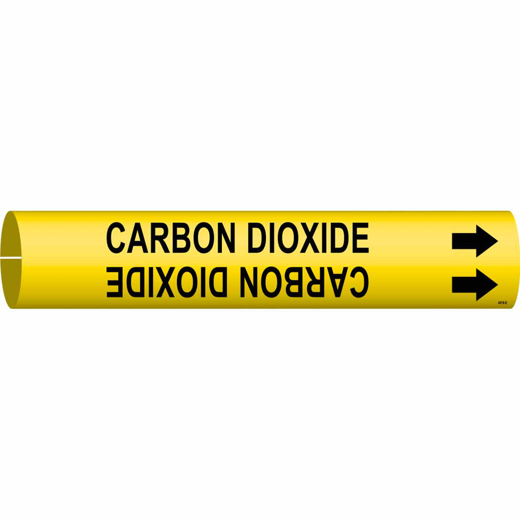 Product image for Brady 4019-D CARBON DIOXIDE Pipe Marker, 2.8125" H x 2.8125" W, Fits Pipes 4" Dia. Thru 6" Dia.