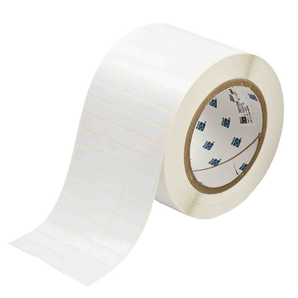 Product image for Brady THT-2-423-10 Glossy Polyester Labels, 0.25" H x 0.9" W, 10000 Labels, White