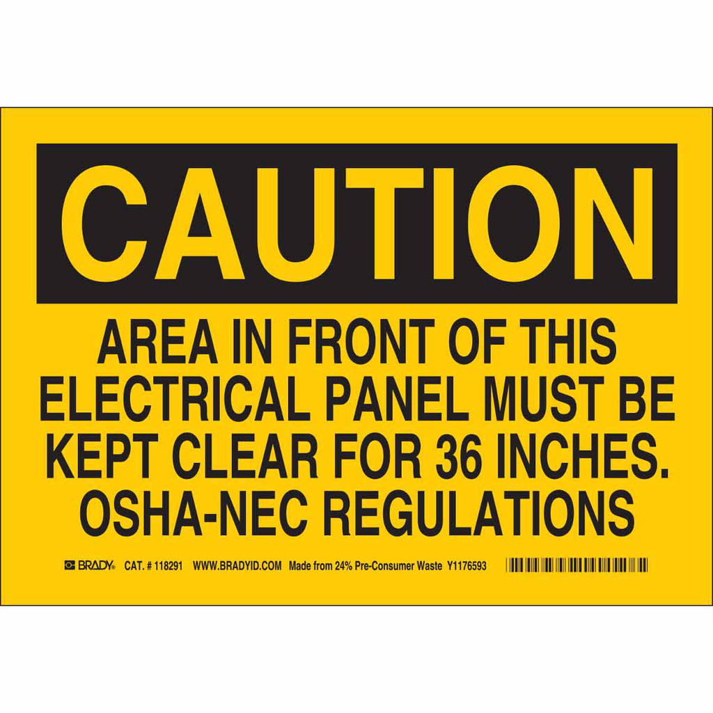 BRADY 118290 Sign,B558,14x10,Bk/Yw, BRADY 118290 Sign,B558,14x10,Bk/Yw,