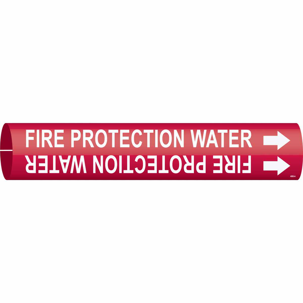 Product image for Brady 4060-A FIRE PROTECTION WATER Pipe Marker, Fits Pipes 0.75" Dia. Thru 1.375" Dia.