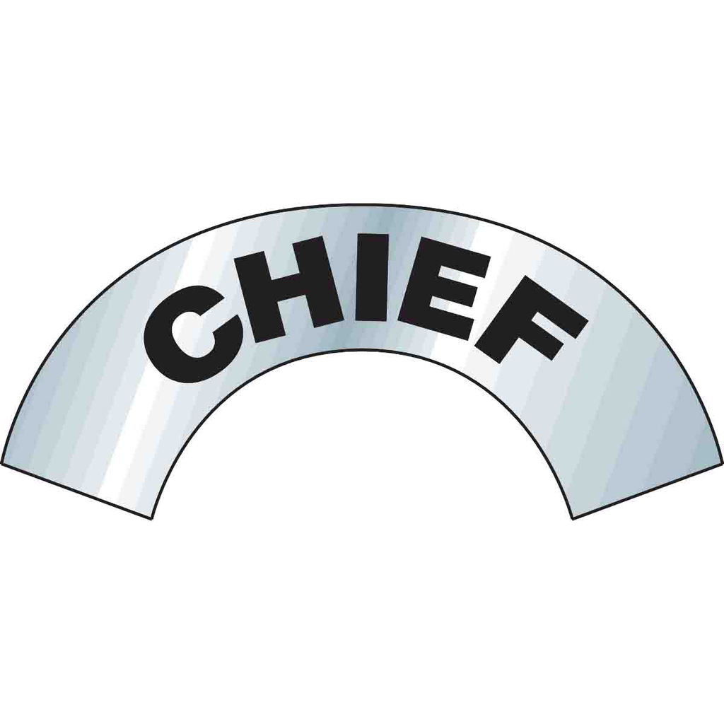 Product image for Brady 28713 Bradylite CHIEF Hard Hat Label, 3" H x 6.875" W, Each, Black on Silver