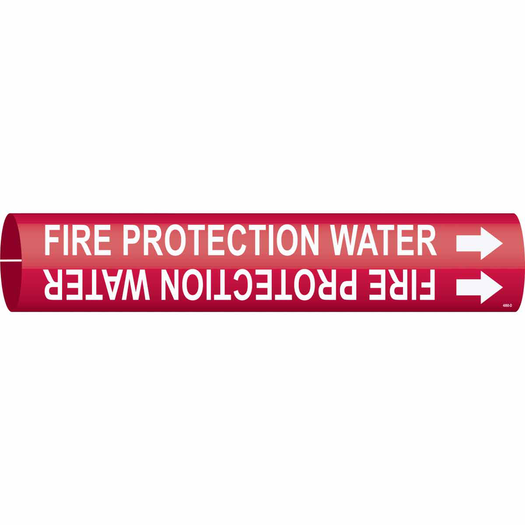 Product image for Brady 4060-D FIRE PROTECTION WATER Pipe Marker, Fits Pipes 4" Dia. Thru 6" Dia.