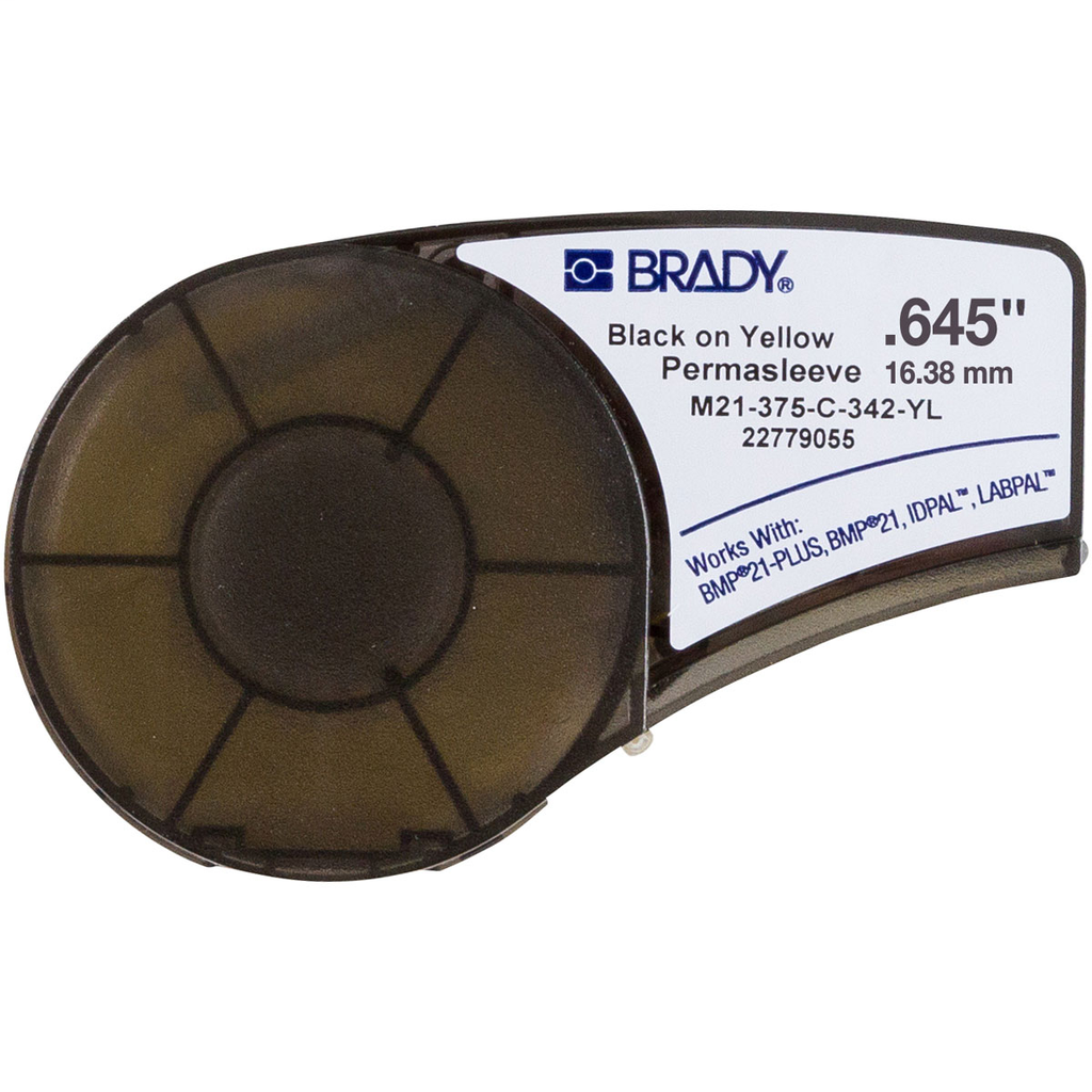 Product image for Brady M21-375-C-342-YL BMP21 Series PermaSleeve Polyolefin Wire Marking Sleeves, 0.375" Dia x 7' L