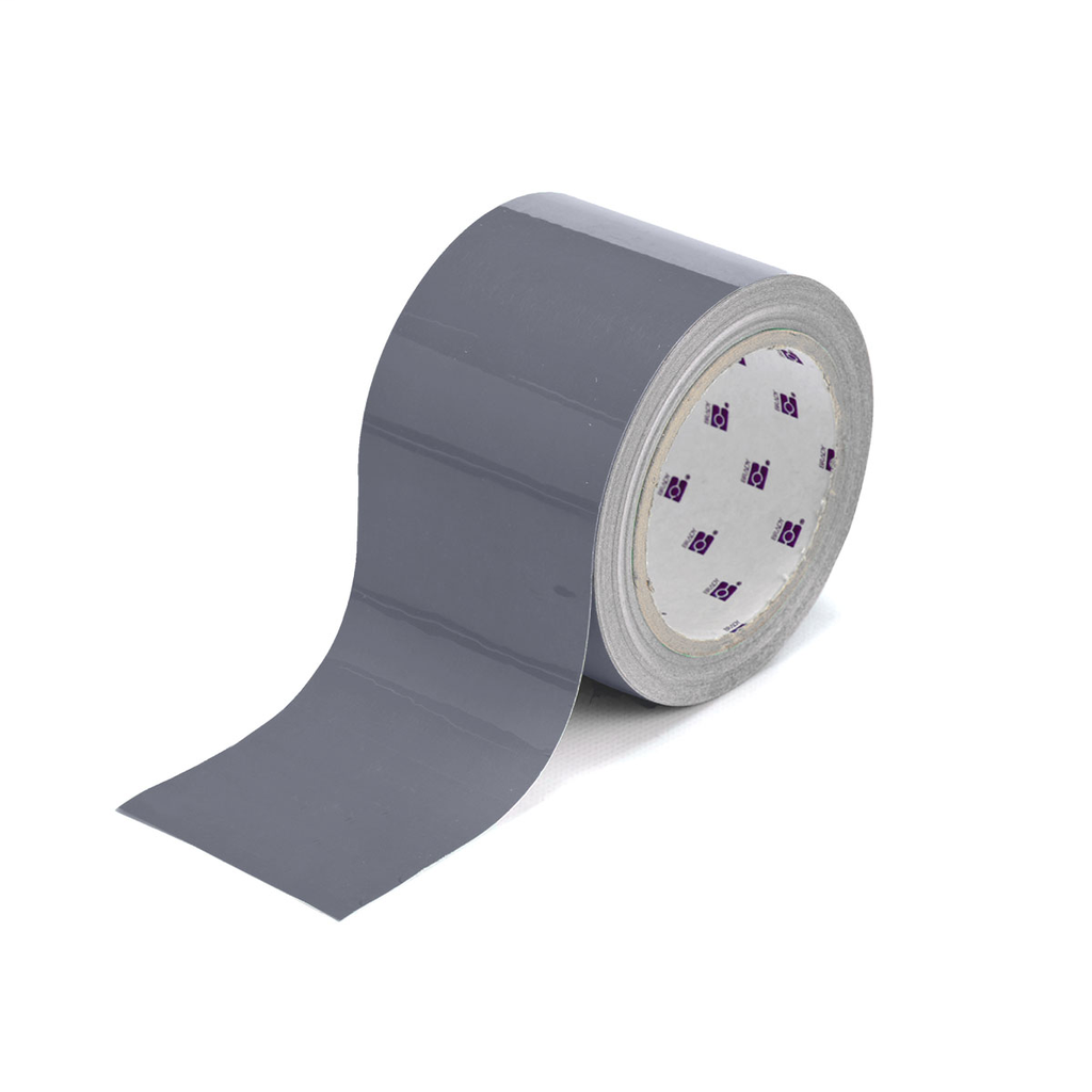 Product image for Brady 134093 ToughStripe® Floor Marking Tape Roll - Polyester, Solid Color, Gray, 3" x 100'