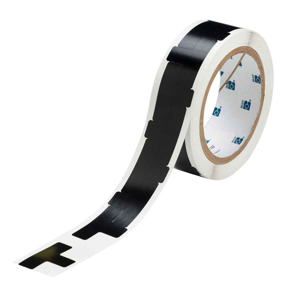 Product image for Brady 121422 Marking Tape T-Shaped Marks - Adhesive Vinyl, Solid Color, Black, 1.7" x 1.1"