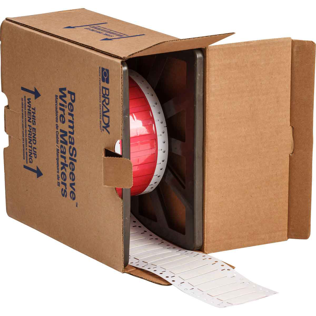 Product image for Brady HX-250-2-WT-2 PermaSleeve HX Heat Shrink Wire Marking Sleeves, 0.25" Dia x 1" W, White, Roll of 2000