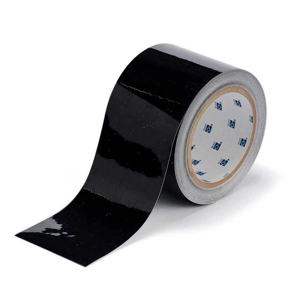 Product image for Brady 104340 ToughStripe® Floor Marking Tape Roll - Polyester, Solid Color, Black, 3" x 100'