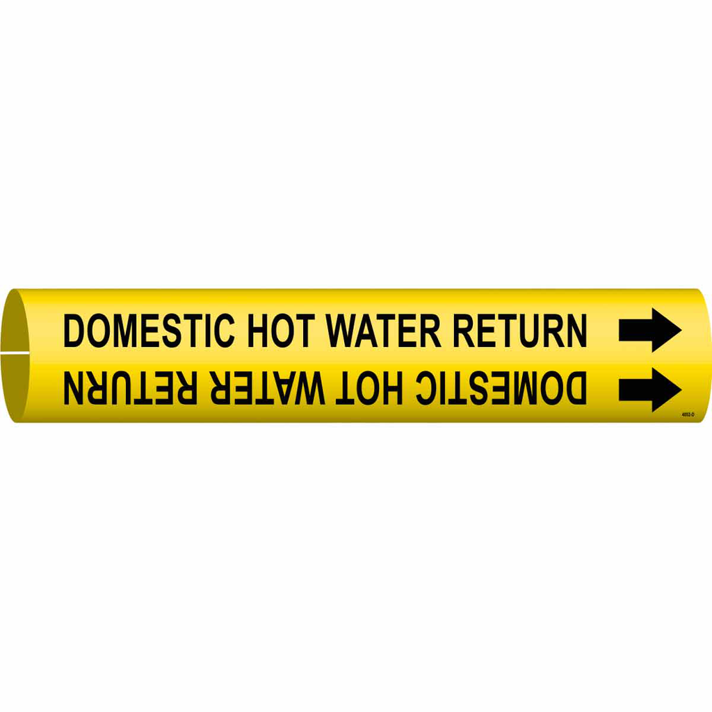 Product image for Brady 4052-D Domestic Hot Water Return Pipe Marker, 2.8125" H x 2.8125" W, Fits Pipes 4" Dia. Thru 6" Dia.