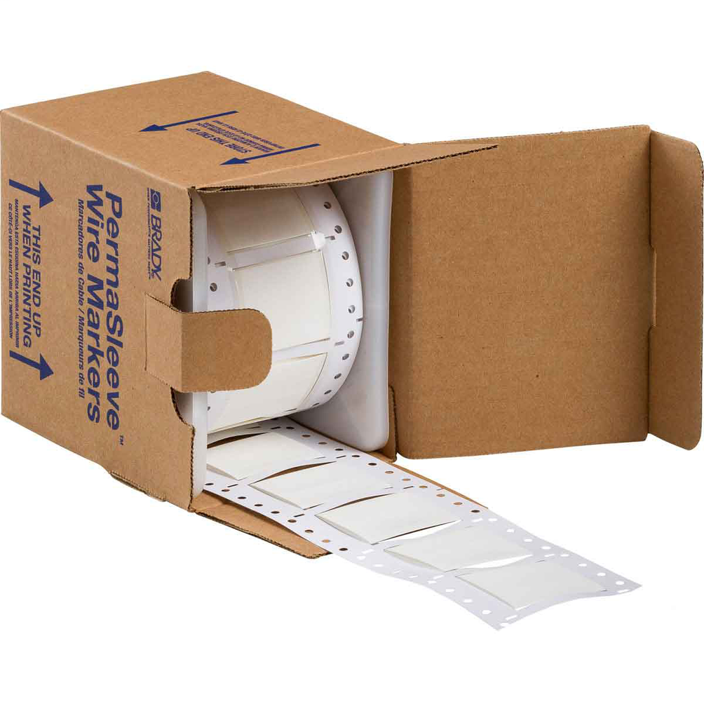 Product image for Brady PS-1000-2-WT-SC 1" Core PermaSleeve Polyolefin Wire Marking Sleeves, White, 1" Dia x 2" W