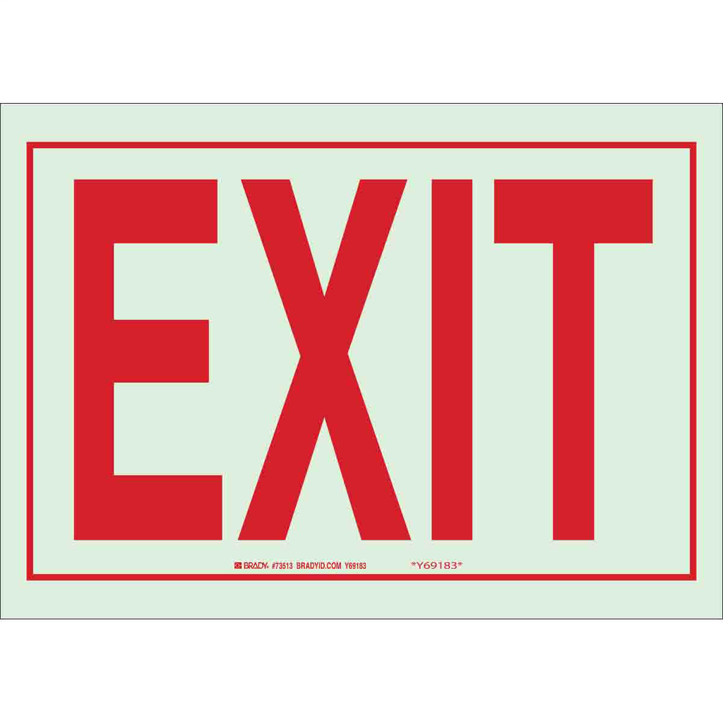 Product image for Brady 80215 BradyGlo Exit Sign, 7" H x 10" W x 0.008" D