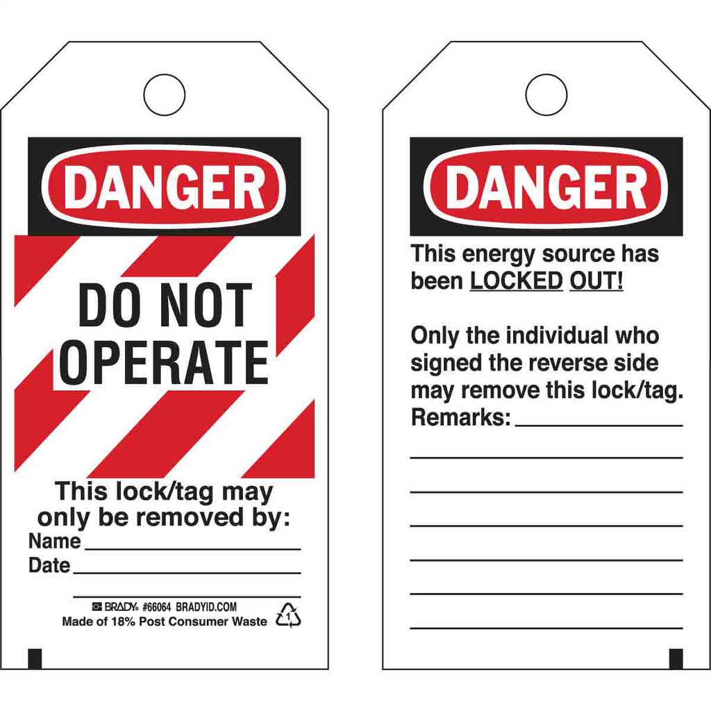 Brady 65525 Lockout Tags Brady 65525 Lockout Tags