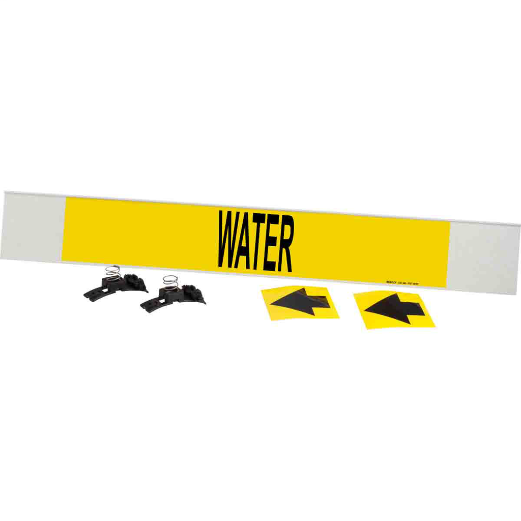 Product image for Brady 5787-HPHV Water Pipe Marker, 4" H x 24" W, Fits Pipes 8" Dia. or Larger