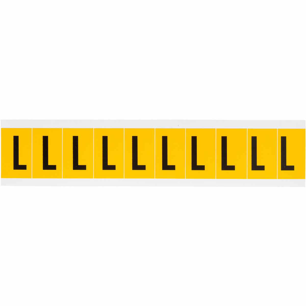 Product image for Brady 1530-L 15 Series Pressure Sensitive Vinyl Letter Labels - 1" H, Black on Yellow, L