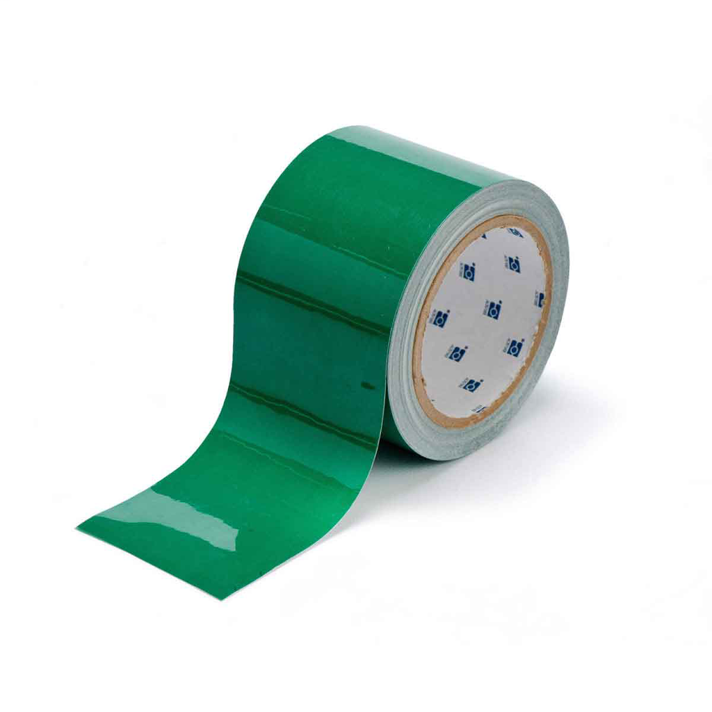 Product image for Brady 104345 ToughStripe&#174; Floor Marking Tape Roll - Polyester, Solid Color, Green, 3" x 100'