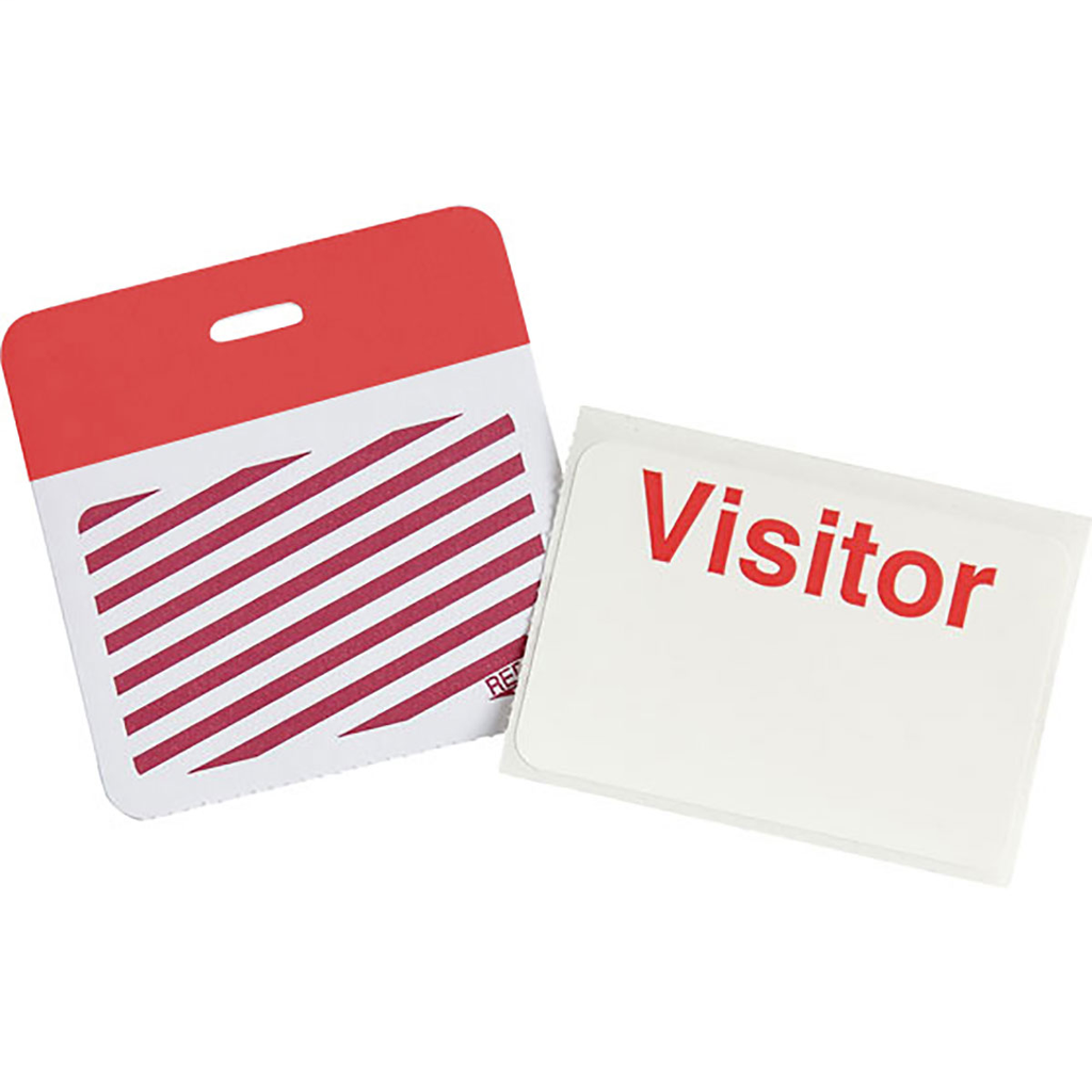 Product image for Brady 95643 SecurAlert 2-Part, 1-Day Td Visitor Badge, Red Backing