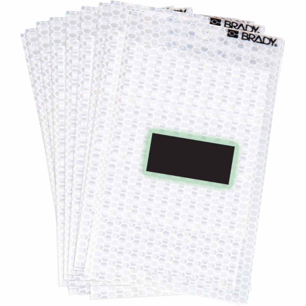 Product image for Brady 3000-DSH 3000 Series Glow in the Dark Number and Letter Labels, Black/Green Glow on Silver, Pack of 10 Labels, -