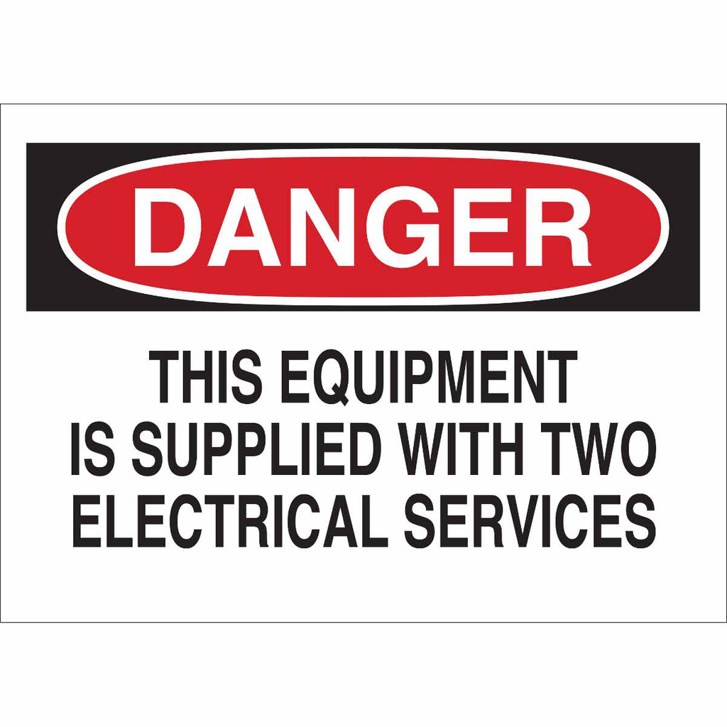 Product image for Brady 42560 DANGER This Equipment Is Supplied With Two Electrical Services Sign, 7" H x 10" W x 0.035" D, Aluminum