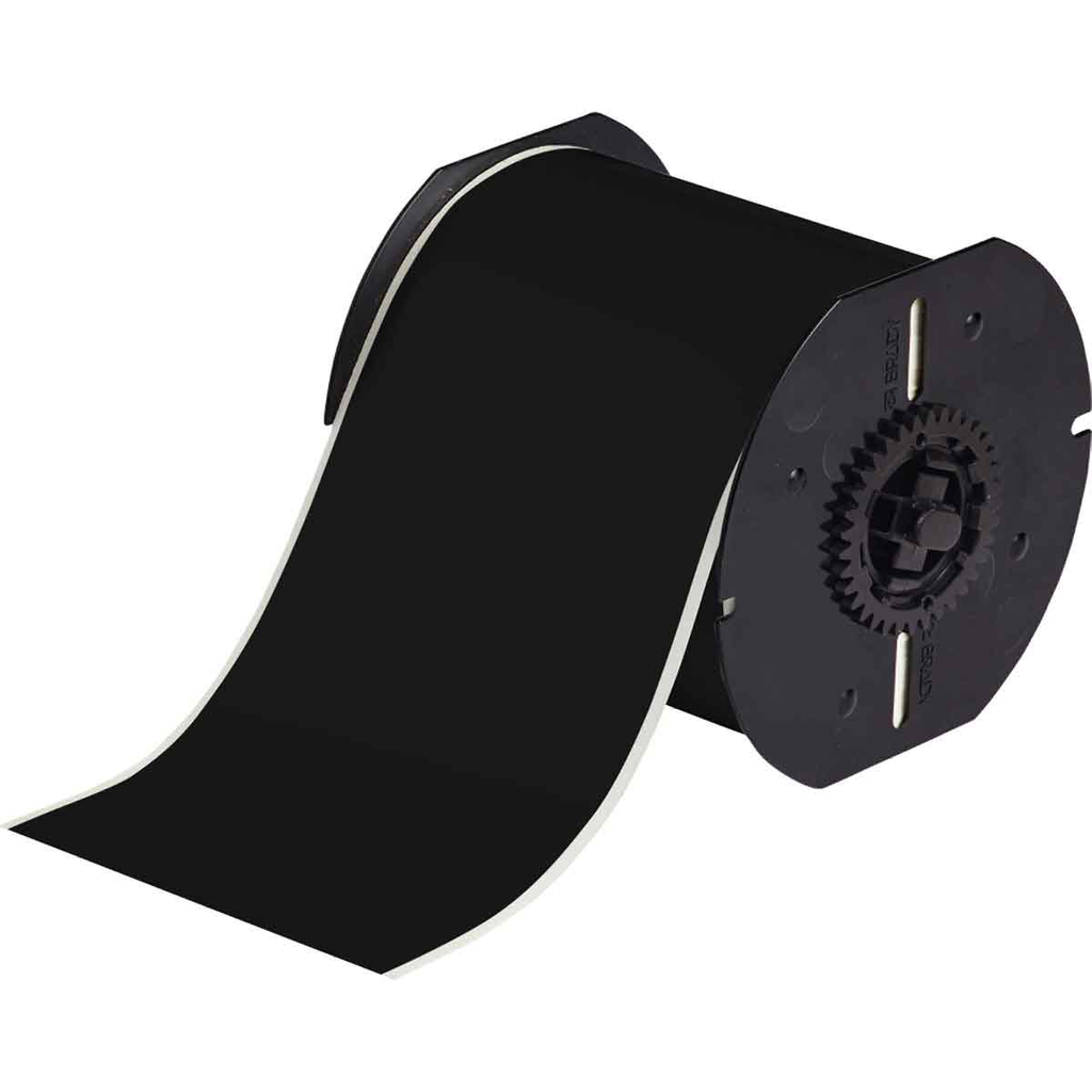 Product image for Brady B30C-4000-595-BK B30 Series Indoor/Outdoor Vinyl Labels, 4" W x 100' L, Black