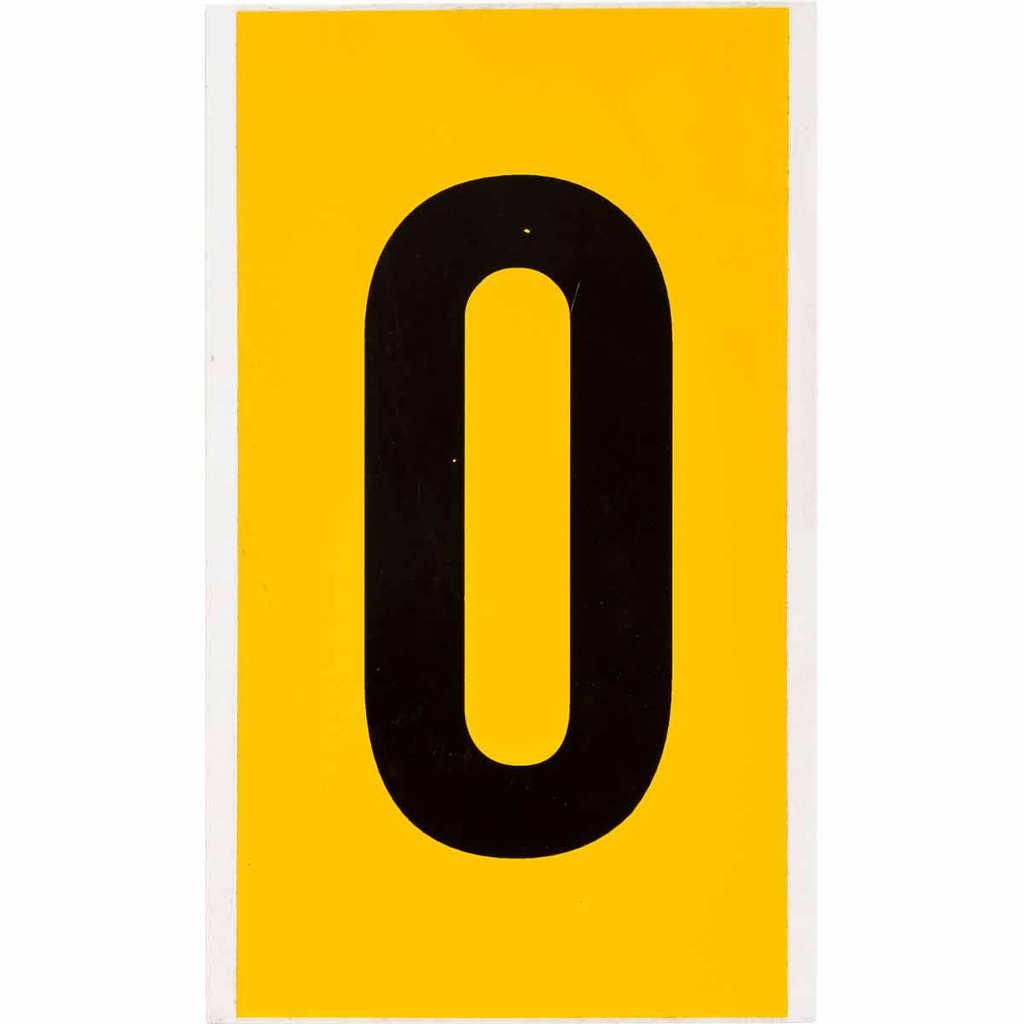 Product image for Brady 1570-0 15 Series Pressure Sensitive Vinyl Number Label - 6" H, Black on Yellow, 0