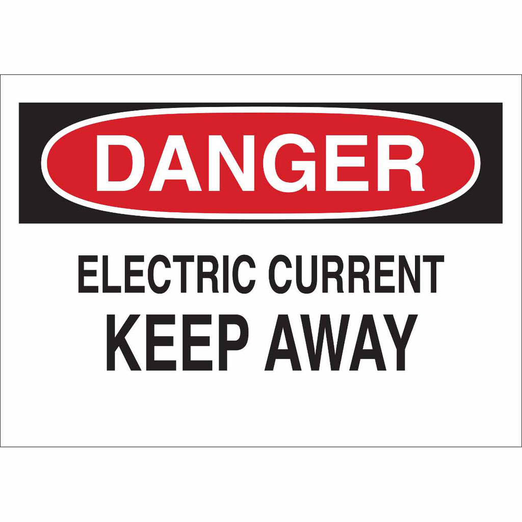 Product image for Brady 43101 DANGER Electric Current Keep Away Sign, 7" H x 10" W x 0.035" D, Aluminum