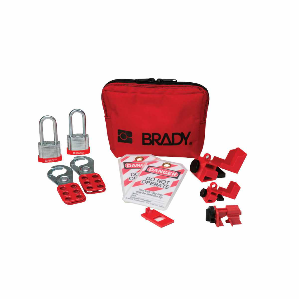 Product image for Brady 105968 Personal Breaker Lockout Pouch Kit with 2 Steel Padlocks