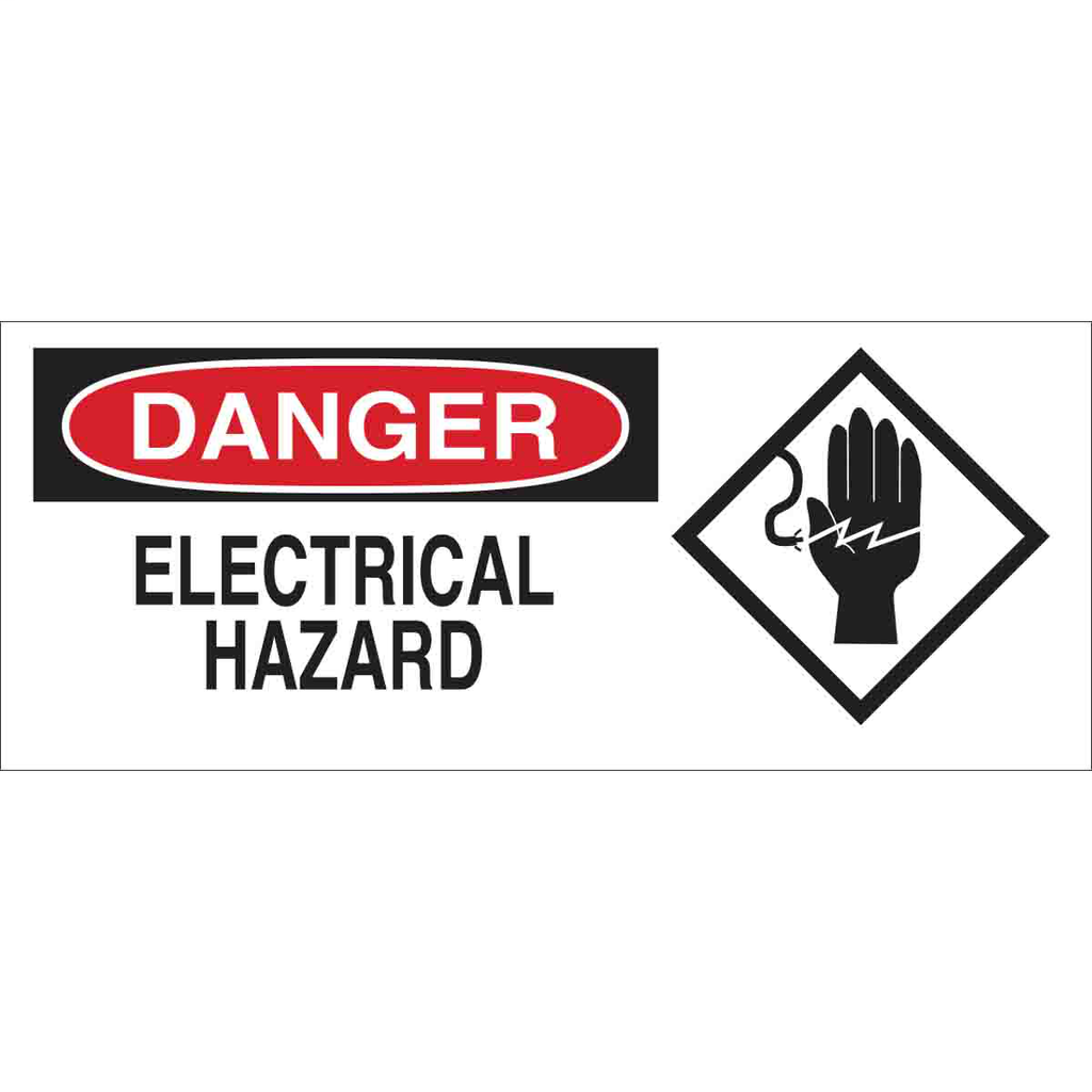 Product image for Brady 69192 DANGER Electrical Hazard Sign, 7" H x 17" W x 0.1" D, Fiberglass