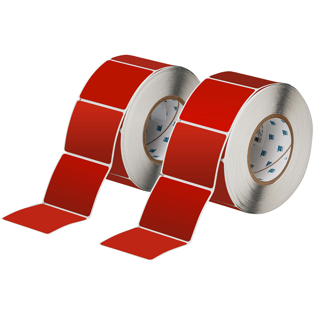 Product image for Brady THTEP-177-593-.5RD Foam Backed Raised Panel Labels, 2.5" H x 3" W, Red, Pack of 2 Rolls