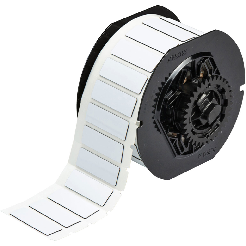 Product image for Brady B30EP-172-593-WT B30 Series Raised Panel Polyester Labels, 0.59" H x 1.77" W, Roll of 450 Labels, White