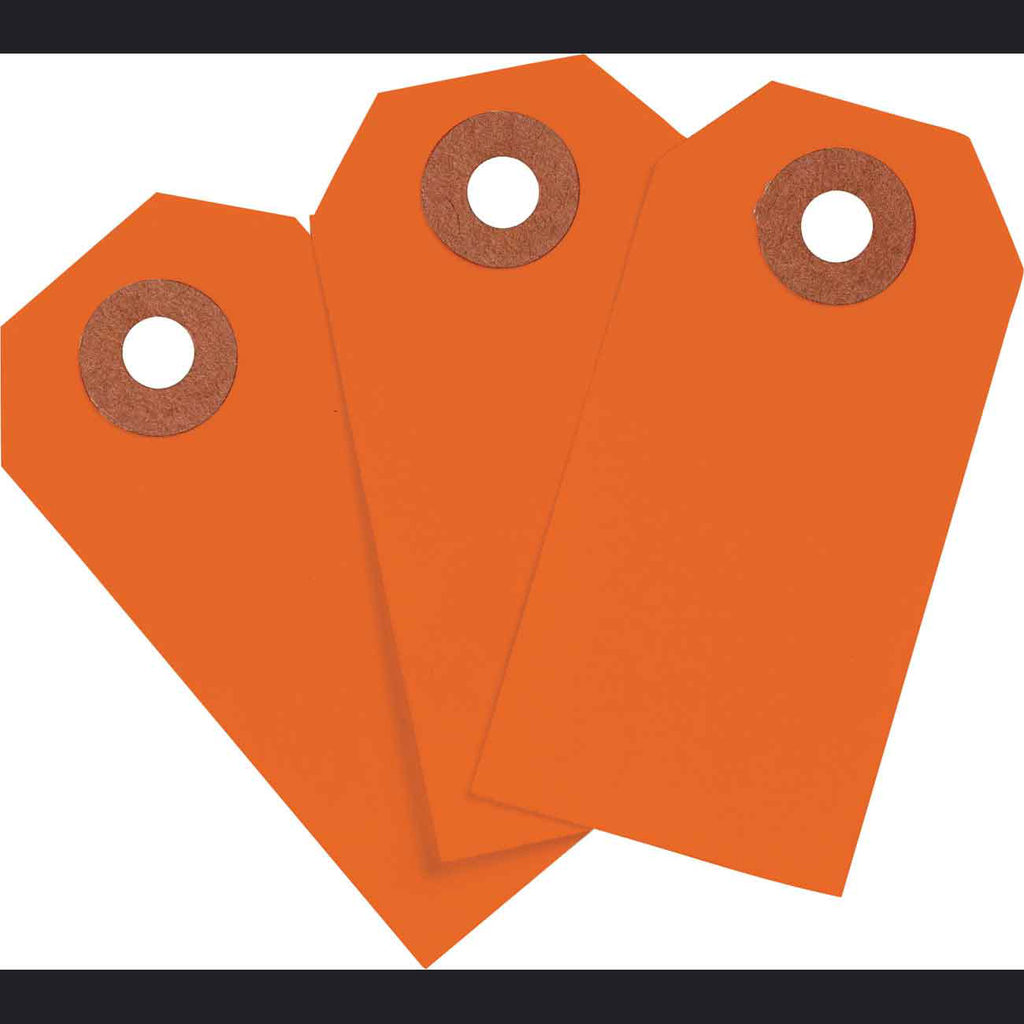 Product image for Brady 102080 Blank Write-On Tags, 2.75" H x 1.375" W, Cardstock, Fluorescent Red