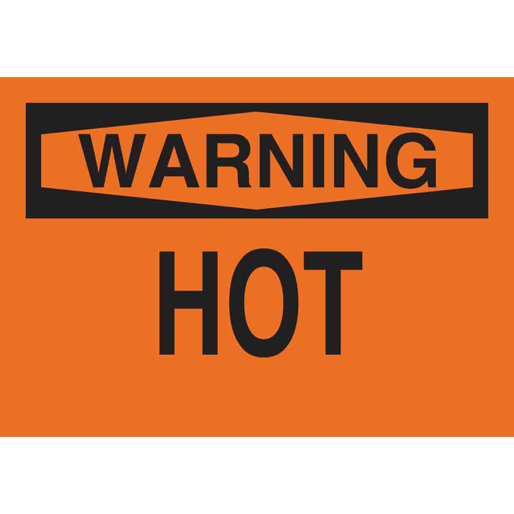 Product image for Brady 88251 WARNING Hot Sign, 7" H x 10" W x 0.006" D, Polyester