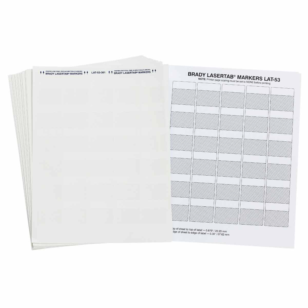 Product image for Brady LAT-53-361-1 LaserTab Series Self-Laminating Polyester Labels, 1.5" H x 1.5" Wx 0.32" Dia, Pack of 34 Sheets