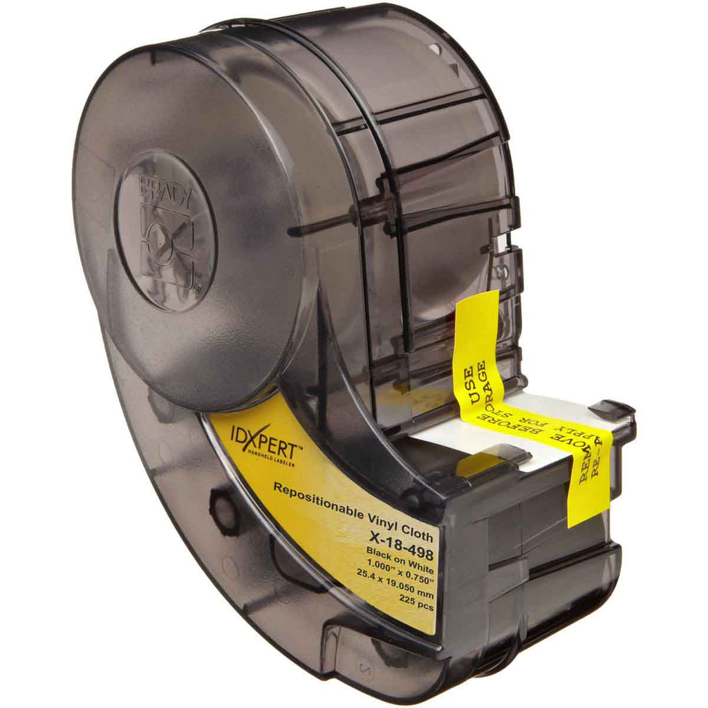 Brady X-18-498 225/Pack 1.0 x 0.75 Inch Vinyl Cloth Repositionable Black On White Label Cartridge Brady X-18-498 225/Pack 1.0 x 0.75 Inch Vinyl Cloth Repositionable Black On White Label Cartridge
